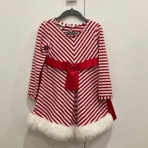 ✨Bonnie Jean Christmas dress, red & white stripes, in great condition